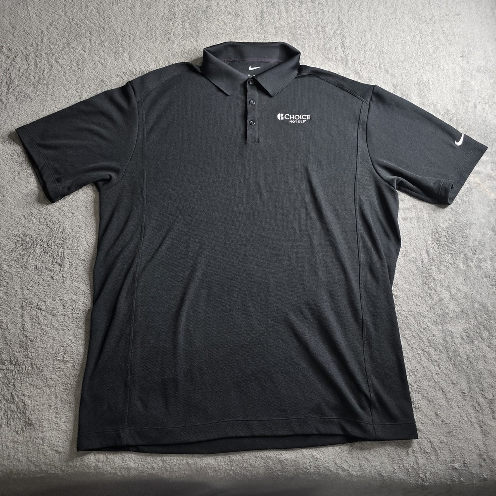 Nike Dri-Fit Classic Polo Mens XXL Black Golf Casual Sports Choice Hotels